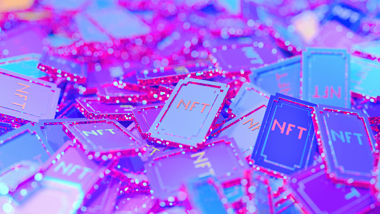 Artistic representation of NFT tokens.