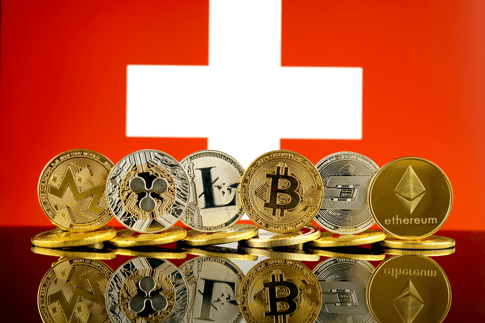 Switzerland Flag with Crypto Tokens