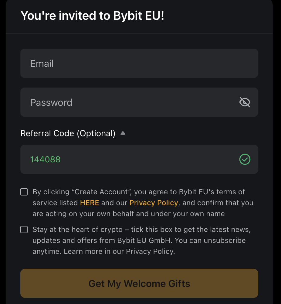 Bybit EU Referral Code: 144088 (Get Your Exclusive 20 USDC Airdrop)