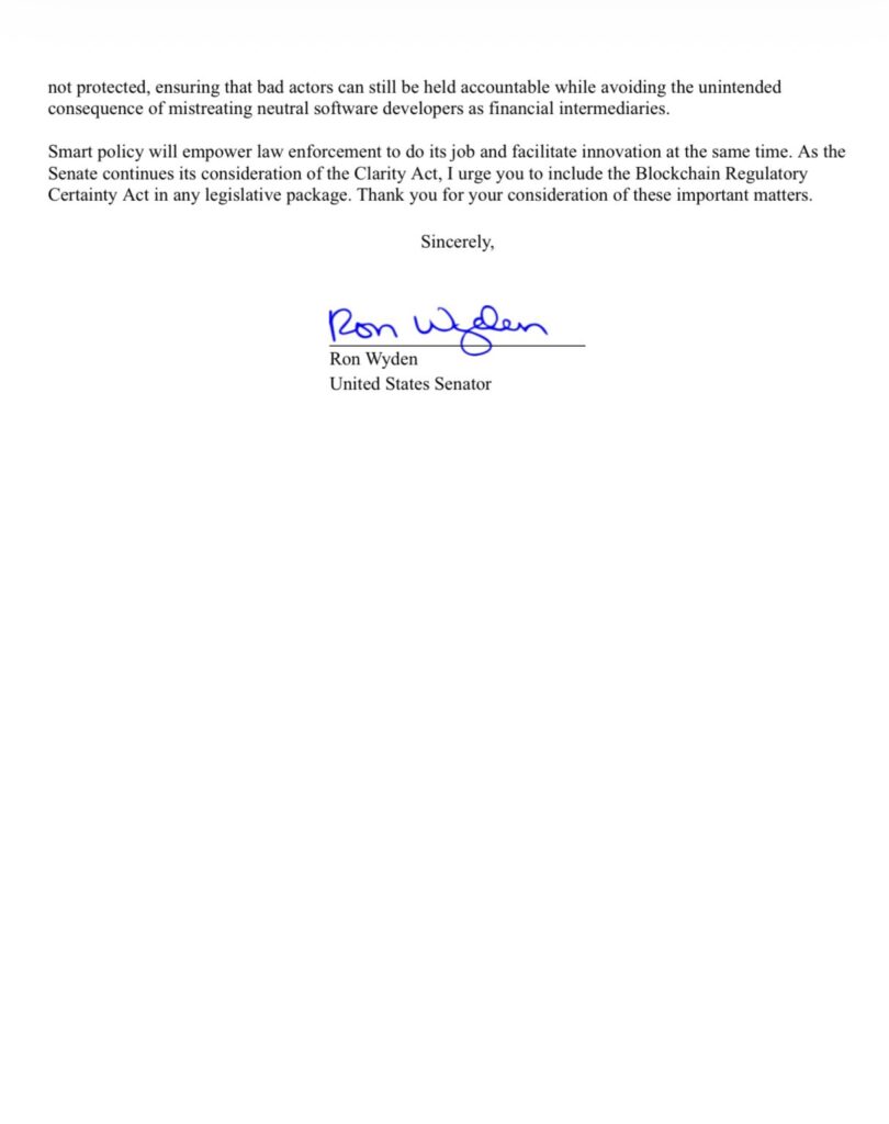 Senator Ron Wyden Letter to the Senate Page 2